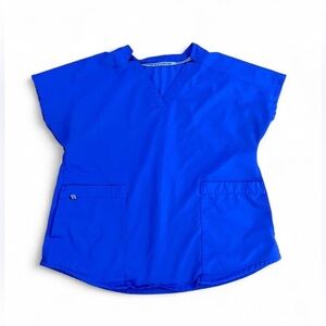 Cuddl Duds Climate Right Women’s Royal Blue V-Neck Scrub Top Size Large Stretch